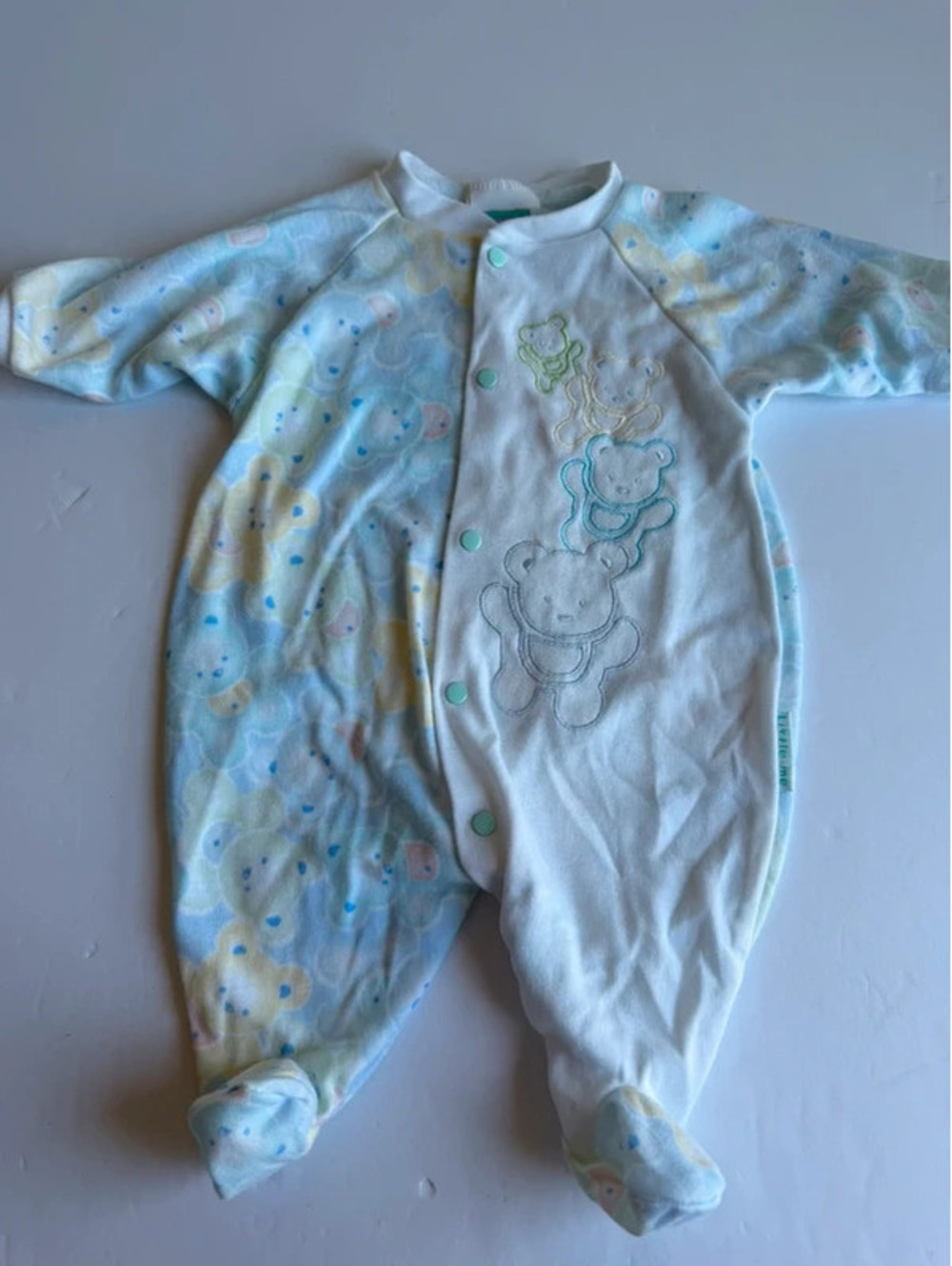 Vintage Little Me Pastel Bear Footed Sleeper Pajamas 0-3M